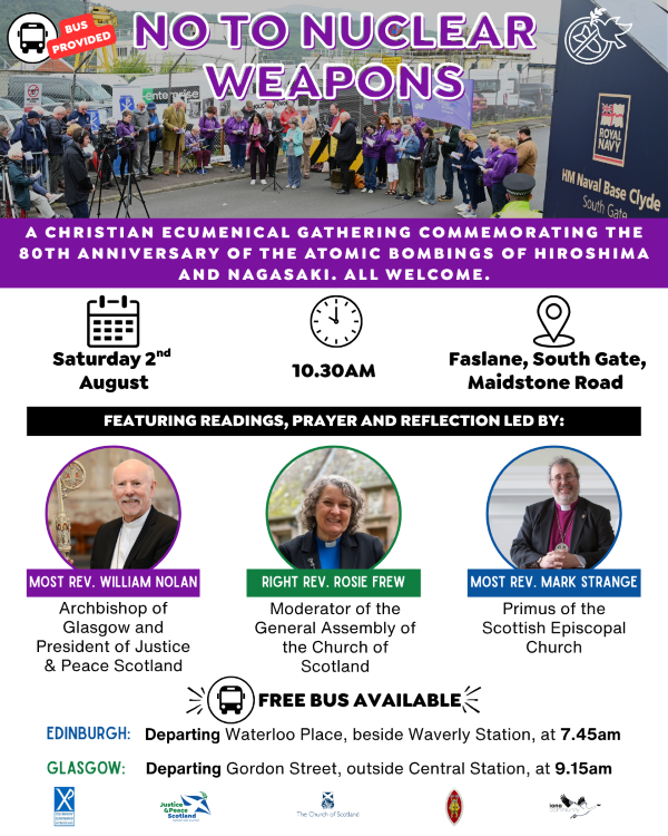 No to Nuclear Weapons Faslane Christian Witness Aug 2025